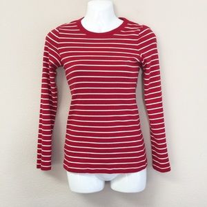 EUC Ann Taylor LOFT Red with White Stripes T-Shirt